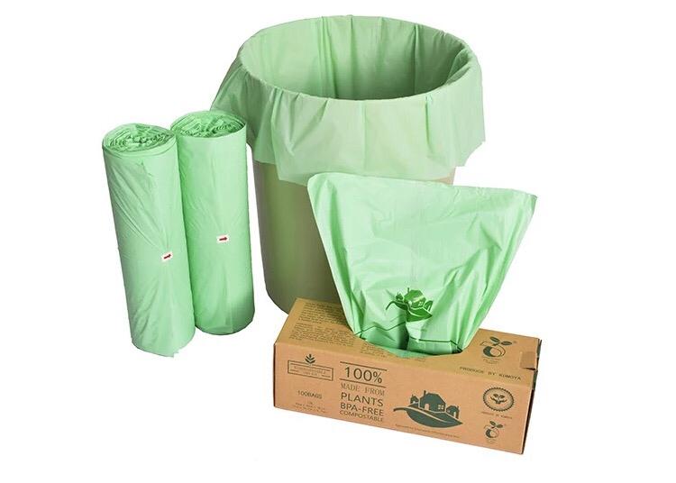 Bolsas de basura con mango biodegradable, 5 galones, 20L, a prueba de  fugas, 0.78 mils de grosor, bolsas de basura 100% compostables para cocina